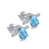 Rings Pirmiana Gemstone Jewelry 925 Sterling Silver Pear Shape Lab Grown Aquamarine Stud Earrings Fashion Women