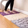 Bath Mats Cobblestone Flower Non-Slip Indoor Absorbent Washable Door Mat Carpet Bathroom Kitchen Flannel Rug