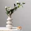 Vases Nordic Ceramic Beige Flower Pots Home Decoration Arrangement Garden Living Room Desk Handicrafts