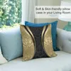 Poduszka Czarna i złote damaszki geometryczne paski Rzuć marmurowe osłony s na dekoracyjną sofę