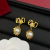 Designer Earrings Stud for Women Gold Jewelry Fashion Ear Studs Pearl Vintage Brand Earings Luxury Gold Jewelry Earing v Golden Earring wedding gift