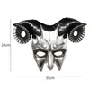 Party Decoration Ram Horns Mask Demon Half Face MaskHalloween Cosplay Animal Masquerade Horror Games Costumes Accessories Props Supplies