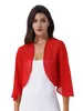 Womens 3/4 Sleeve Chiffon Cardigan Bolero Jacket Wedding Party Bridal Dress Cover Ups Wraps Shawls