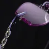 Sonnenbrille High-End Metal Lady's Strahlen-vorhandener Lesebrillen Fashion Randless Blue Ray Schutzbrille für ältere Menschen