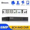 Rejestrator 8mp 4K Nadzór wideo AHD DVR DVR DETECTION 8CH 8 KANOLE HYBRID DVR NVR 6 W 1 H.265+ XVI TVI CVI NVR AHD DVR Xmeye