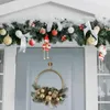 Flores decorativas Porta da frente Wrinalh Garland Winter LED Artificial iluminada para o Natal com bugigangas de timer