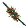 Dekorativa blommor ledde julkrans för brevlåda Fake Pinecone Red Berry Garland hängande ornament framför dörrväggdekorationer Xmas Tree