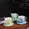 Canecas Nórdicas Cerâmica Pastoral Nórdica Passado a Mão Padrão de Flores Escritório Cup de 300 ml Desenvolvimento de café da manhã Placa de café da tarde