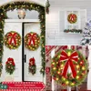 Decorative Flowers Christmas Wreath Lighted Artificial Holiday Front Door Decor Table Centerpieces 40CM Wreaths With Red Bows Balls