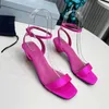 Sandaler 2024 Summer Fashion Square Toe Women Sexy High Heels CONCISE BUCKLE RAP GENTURE LEATHER CHAUSURE FEMME