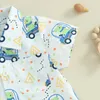 Set di abbigliamento da 2 pezzi per bambini piccoli ragazzi estate outfit neonati a maniche corta stampare abbottini giù pantaloncini casual