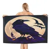 Towel A Raven Looms Large In Front Of Full Moon 80x130cm Bath Brightly Printed Suitable For Travelling Wedding Gift