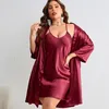 Roupas em casa Sexy Wedding Bride Kimono Robe Bathrobe Color Sold Color Conjunto Plus Tamanho Nightgown Women Satin Loungewear