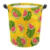 Laundry Bags Watermelon Print Circular Dirty Basket With Handle Portable Waterproof Storage Bucket Bedroom Clothes Box Medium