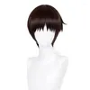 Partyversorgungen Eva Ikari Shinji Cosplay Perücken 30 cm Kurz dunkelbraune Anime -Perücken Hitzebeständige synthetische Halloween