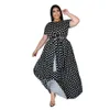 Designer Women's Summer Fashion Long Size Dress 2024 Large size fashionable casual suit female chubby girl tie dye tie up casual large hem dress dresses for womensLA99