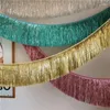 Party Decoratie 3 0,3m Goudfolie Tinsel Banner Garland Gordijn Gordijn Tafel Rok Regen Zijverjaardag Verjaardag Achtergrond PO Props