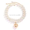 Gold Color Cute Sweet CCB Beads Choker Necklace For Women Wedding Party Gift Trendy Plastic Heart Pendant Necklace Pearl Jewelry