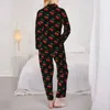 Home kleding vintage kersenprint pyjama's set herfst fruit minnaar schattige slaap slaapkleding dames 2 stuks esthetisch oversized grafisch nachtkleding