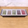 Storage Bottles Box Ice Serving Tray Waterproof Seasoning Case Household Accessories Fruit Container Kitchen Supplies 5 Grids