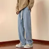Amerikanische blaue Gerade -Bein -Jeans für den Frühling und Herbst 2024 neuer loser lockerer längerer langer Hosen für Männer mit weitem Bein