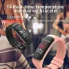 Bracelets T4 WearFit Connecté Smart Bracelet Mesure de la température corporelle Smart Watch Men Femmes Activité de fitness imperméable Tracker