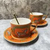 Canecas xícaras de chá de luxo e pires Conjunto de 2 fino China China Coffee Golden Handle Royal Porcelain Party Espresso