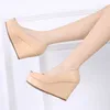 Dress Shoes Eagsity stof lederen Peep Toe Wedges Sandals Pumps Platform Ladies High Heel Women Wedding Party Outdoor Casual