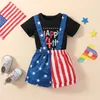 Clothing Sets Baby Boy 4th Of July Outfits T Shirt Letter Romper American Flag Suspender Shorts Set Fourth Clothes