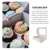 Opslagflessen 4 stks cupcake dozen helder venster bakkerij doos met 12 gaten inzetstukken cake verpakking