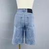 Mulheres de luxo meio jeans shorts designer azul jeans calças curtas de verão