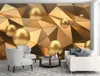 Bakgrundsbilder CJSIR Anpassad tapet Mural Golden Sphere Cuboid Abstract Architectural Bakgrund Vägg 3D carta da parati