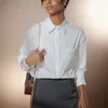 Bluzki damskie Evnisi Kobieta swobodna pojedyncza koszula biurowa elegancka szczupła topy z długim rękawem na wiosenną solidną bluzkę szyfonową 2024