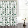 Shower Curtains Green Leaf PEVA Curtain With Rustproof Grommets Waterproof Lightweight Standard Size