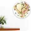 Настенные часы розовая роза бабочка форма сердца круглое время, висящие тихое время, домашняя внутренняя спальня, гостиная, декор офис, декор офис