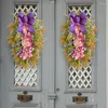 Decorative Flowers Door Hanging Ornament Artificial Hydrangea Wreath With Bowknot Ribbon Farmhouse Wall For Front