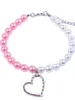 Collier de collier de perles pour animaux de compagnie pour chiens avec des strass de coeur