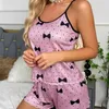 Home Clothing Pajamas Set Sling Nightdress Women's Sexy Lingerie Satin Sleepwear Floral Pinting Silk Nightwear Homewear Tops And Shorts