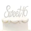 Party Supplies Bling Crystal Sweet 16 Birthday Cake Topper Keepsake 16th Decorations Silver Brick Decoration For