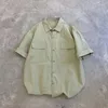 Blouses pour femmes kusahiki à manches courtes à manches courtes à manches de style safari causale Collier de remin-down coréen 2024 Été solide Blusas fémininas élégantes