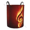 Borse per lavanderia Note musicali da bagno Note di fiamma del fuoco pieghevole vestiti sporchi cesto