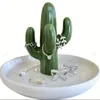 Crochets Ceramic Cactus Bijoux Organisateur Organisateur Bile Blancs Decoratives Boucles d'oreilles Porte-traits Display Rack Birthday Wedding Gift