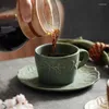 Tazze piattiere in ceramica tazza di caffè in rilievo e piattino set squisito squisito tè pomeridiano in stile retrò in stile retrò tè pomeridiano