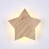 Wall Lamp Wooden Star Nordic Log Cartoon Pentagram Bedroom Night Light For Baby Kids Children's Room Aisle Stairs Sconce Gifts