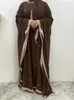 Vêtements ethniques Eid Hijab musulman avec Abaya pour femmes robes en mousseline de mousseline