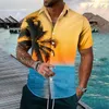 Men's T -skjortor Fashionabla casual -knapp upp skjorta med Hawaiian tryck kortärmad topp sommarstrandkläder för män