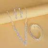 Necklace Earrings Set 4pcs Wedding Women's Jewelry Rhinestone Bracelet Bridal Dress Accessories