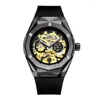 Montres-bracelets montres automatiques pour hommes squelette mécanique self-wind rose rose or argent noire casse caoutchouc sportive reloj hombre baratos