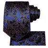 Bow Ties Hi-Tie Luxury Navy Blue Gold Floral NecTie With Hanky Cufflinks Business Tie For Men Fashion Designer Party Wedding