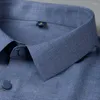 Camisas de vestido masculinas estiram camisa não-ferro de camisa longa colarinho quadrado de colarinho sólido gabinete mole de escritório